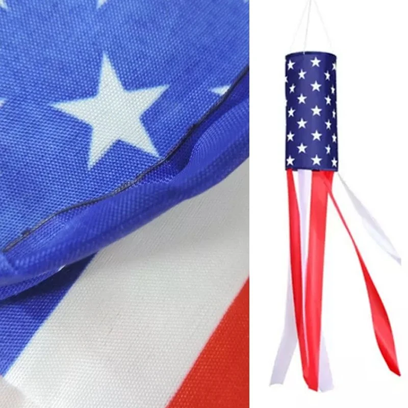 60 Inch American Us Flag Windsock, Outdoor Embroidered Stars & 60 Inch Us Flag Windsock